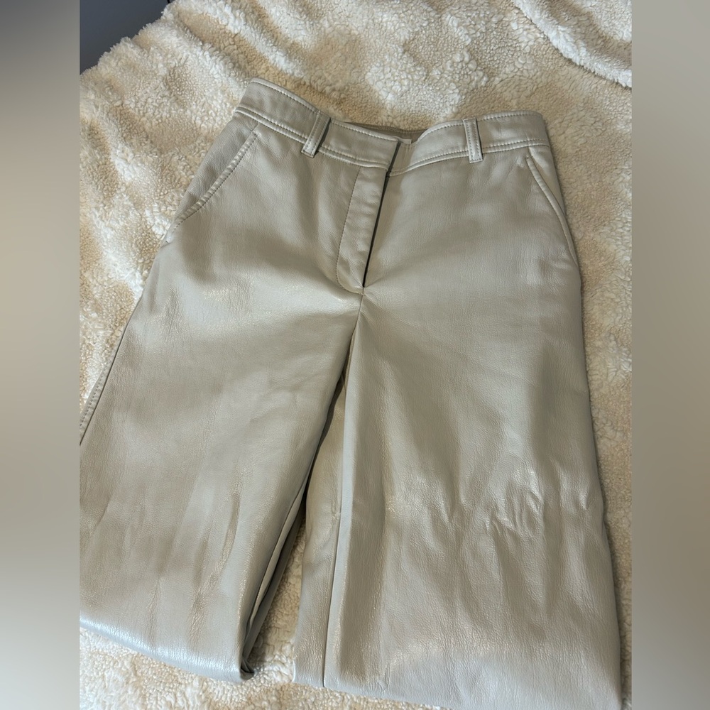 Aritzia Babaton Leather Agency Pant White